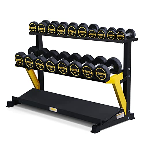 ToughFit 450LBS Dumbbell Set with 3-Tier Rack - PEV Coated Iron Handle - Black & Yellow