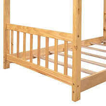 Generic Roof House Platform Bed Frame with Headboard & Footboard Twin Natural