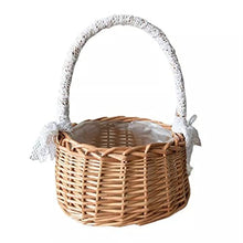 Hand-Woven Flower Basket Portable Wicker Wedding Decoration Picnic Storage Basket Storage Supplies (Color : D, Size : S Size) (D M Size)