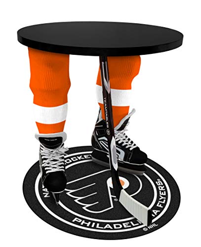 Team Tables Philadelphia Hockey Table Black Table Top with Philadelphia Puck Mat