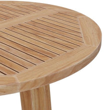 Modway Wellspring Outdoor Round Teak Wood Bar Table in Natural