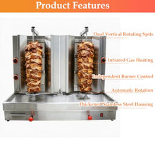 WYDDDARY Commercial Gas Shawarma Grill Machine 2800Pa 2-Station Auto-rotate