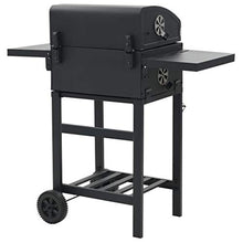 Outdoor Charcoal Barbecue Grill with Bottom Shelf and 2 Wheels, Heavy-duty Smoker Grill, Steel BBQ Stand for Picnics Parties Outings 38.2" x 22.4" x 39"