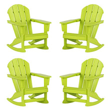 WestinTrends Malibu Outdoor Patio Porch Rocking Adirondack Chair (Set of 4), Lime