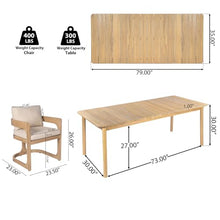 Merax Outdoor 9-Piece Solid Acacia Wood Outdoor Dining Set, Natural+Beige