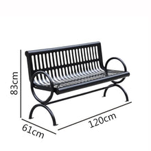 TBLOTYD Garden Benches Black Stainless Steel Backrest Outdoor Bench Multiperson Park Bench 1.2/1.5/1.8 Meters Patio Seating，Small