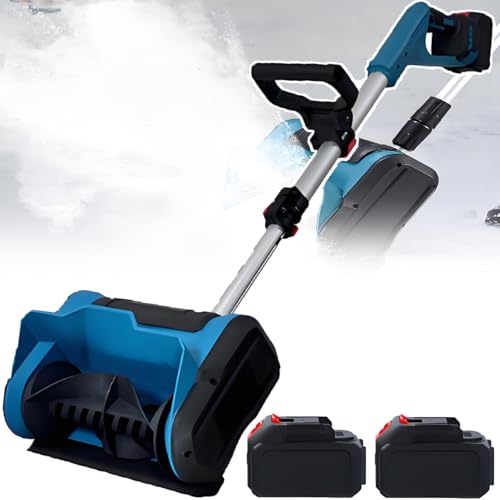 ddingsmafosee 21v Snow Blower Cordless - Electric Snow Shovel with Battery,600w Brushless,3000rpm,25.4cm(10in) Width & 16cm (6.3in) Depth Electric Snow Throwers 2batteries