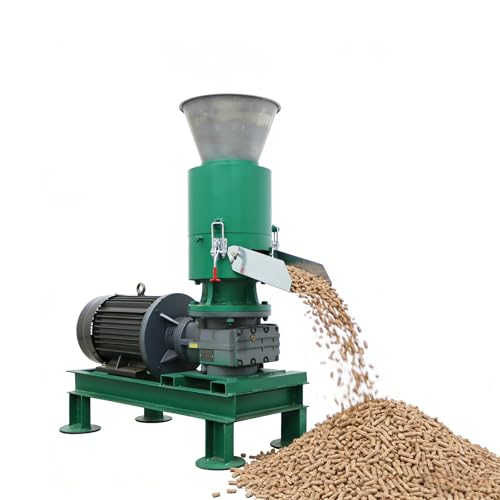 JARYANNIX 220V Three-Phase 6mm Wood Pellet Maker with 2-Head Rollers, Agricultural Waste Pelletizer,130lbs/h Pellets for Small Farm Use