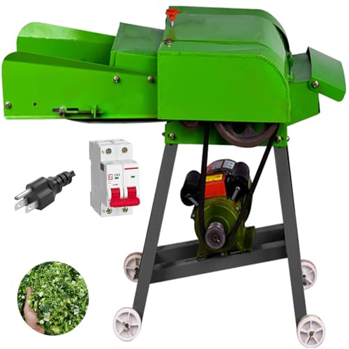 TXMACHINE® Lawn Mowers 800kg/h hay Cutter Machine Electric hay Cutter Silage Machine Grass Cutter for Chaff,Corn Straw,Grass,Wheat Straw with Miniature Circuit Breaker (220V/60HZ)