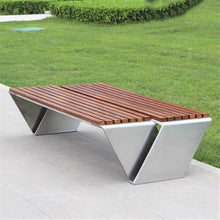 GRFIT Outdoor Bench Stainless Steel Backless Park Chair for Outdoor, Plastic Wood Leisure Bench, Garden Seats Two Rows Garden Bench