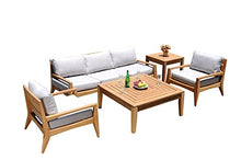 WholesaleTeak New Luxurious 6 Piece Teak Sofa Set - 3 Seater Sofa, 2 Lounge Chairs, 1 Ottoman, 1 Square Coffee Table and 1 Square End Table - Furniture only - Noida Collection #WHSSNO