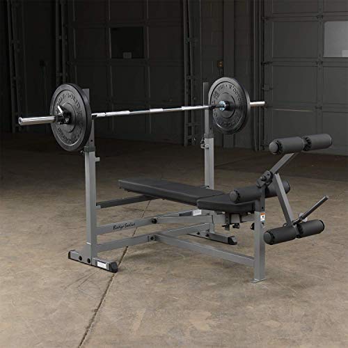 Body-Solid PowerCenter Olympic Bench - Versatile Weight Bench with Squat Rack, Bench Press Rack, and Leg Developer