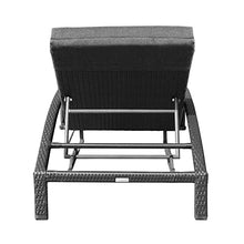 Armen Living Mahana Outdoor Patio Chaise Lounge Chair Black Aluminum and Wicker with Charcoal Cushion