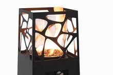 Planika Pyramid Propane Patio Heater, 28,000 BTU Outdoor Gas Fireplace with 360° Glass Flame & Wheels, Tip-Over Safety, Cover & Regulator Included for Patio, Garden & Restaurant (Black)