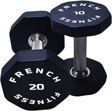 French Fitness Urethane 8 Sided Hex Dumbbell Set (5-100 lbs) Black