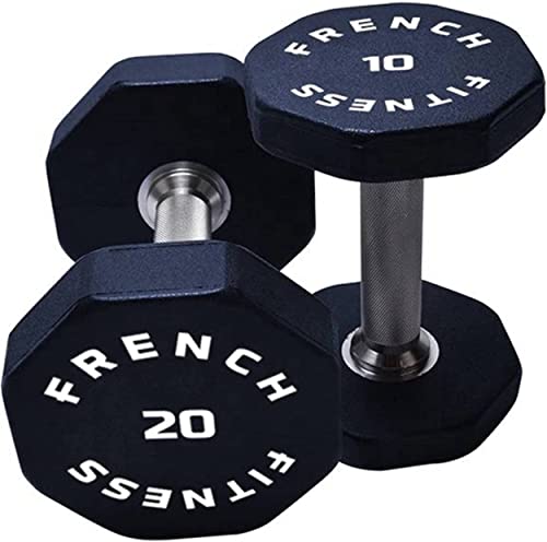 French Fitness Urethane 8 Sided Hex Dumbbell Set (5-75 lbs) - Premium Hand Weights