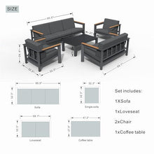 Patio Gray Aluminum 7-Person Outdoor Seating Group with Cushions