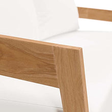 Modway Brisbane Modern Teak Wood Fabric Patio Loveseat Natural White