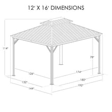 Kozyard Caesar 12'x16' Hardtop Gazebo with Netting and Curtains Brown