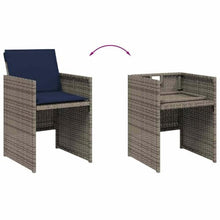 LPERTGFHU 15 Piece Garden Dining Set, Outdoor Poly Rattan Patio Furniture with Tempered Glass Table, Chairs and Stools for Backyard, Grey
