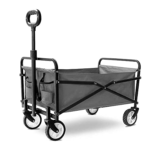 Trolleys, Outdoor Folding Wagon G-Arden Trolley with, Heavy Duty Folding Wagon Cart, for Outdoor Camping and Beach,Ng and Sturdy, Load-Bea100Kg / 220Lbs/Grey