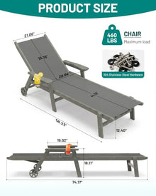 PLUUV Outdoor Pool Chaise Lounge Chairs Set of 4 with Cup Holder, Gray