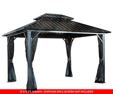Sojag 12' x 16' Genova II Hardtop Gazebo Outdoor Aluminum Frame Shelter with Mosquito Net Black/Brown