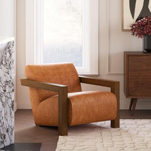 Poly & BARK Giza Lounge Chair in Full-Grain Pure-Aniline Italian Tanned Leather in Cognac Tan Leather