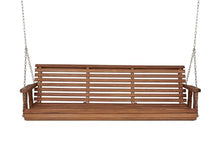 Amish Casual Heavy Duty 700 Lb Capacity Porch Swing (6 Foot, Oak Stain) – Wooden Outdoor Roll Back Swing with Hanging Chains – Amish Made in the USA
