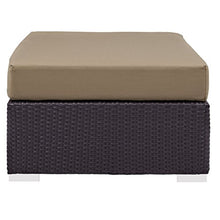 Modern Contemporary Urban Design Outdoor Patio Balcony Rectangle Ottoman, Brown, Rattan