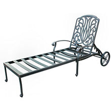 Elizabeth Outdoor Patio 2 Single Chaise Lounges Cast Aluminum Dark Bronze, Walnut Color