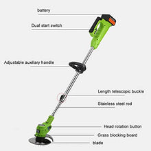 Electric Lawn Mower, with 3 Style Blades 9000mA Battery Rechargeable Portable Weeder Home Small Walk-Behind Lawn Mower for Garden Lawn Shrub Trimming