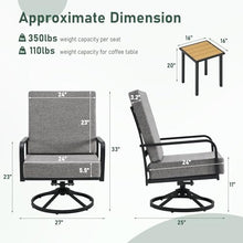 Furnimart 360° Swivel Rocker Patio Chairs Set of 2 with Coffee Table, 3-Piece Patio Furniture Set for Apartment Balcony Small Space, Heavy Duty Metal Outdoor Bistro Set (Gray)
