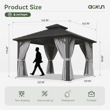 Aoxun Gazebo 12x12 Hardtop Gazebo with Double Galvanized Steel Roof, Gray