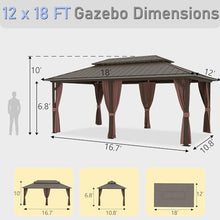Yardsight 12'x18' Hardtop Gazebo Outdoor Aluminum Frame with Netting and Curtains