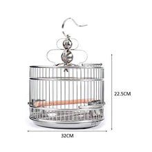 Solid Silver Stainless Steel Birdcage Hanging Birdhouses with Stand Bar Garden Decor Small Animals Cage (32cm)