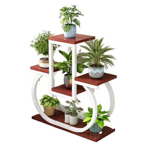 ZOCWJK Creative 4 Tier Plant Stand Indoor, Multi Layered Iron Flower Pot Racks for Plants Multiple, Large Metal Tall Curved Oval Plant Shelf,