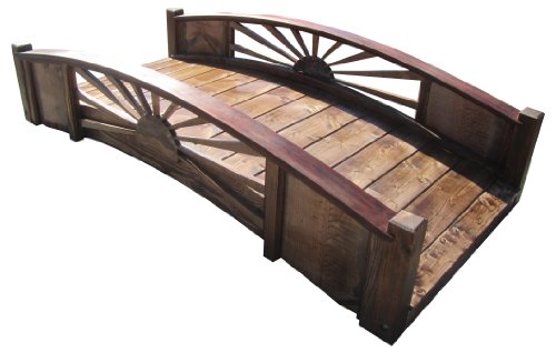 SamsGazebos Sunburst Wood Garden Bridge 6' Brown