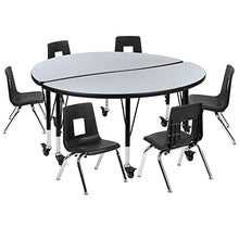 Flash Furniture Emmy Mobile Circle Wave Activity Table Set with Student Stack Chairs Grey