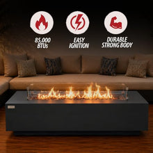 AMS 72" Rectangular Cast Concrete Natural Gas Fire Pit Table (Dark Gray)