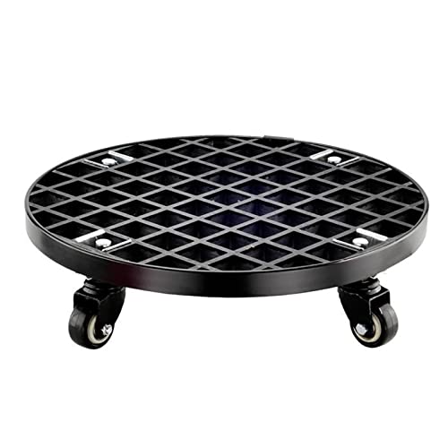 ERoomQ Metal Plant Stand with Wheels Heavy Duty Round Plant Dolly Rollers Stand with Lockable Casters for Indoor Outdoor,Flower Pot Garden Pot Mover Base Caddies (Nero 51cm)