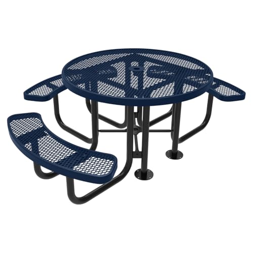 COATEDOUTDOORFURNITURE 46In Round Picnic Table, Textured Dark Blue