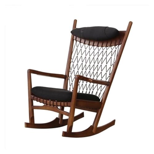 XRXwuf689 Home Rattan Chairs- Wood Rocking Chair - Nap Chaise Lounge & Single Sofa Chair - Rattan Chair - Leisure Chair for Living Room or Outdoor Patio Lounge Chair(Walnut Colour)