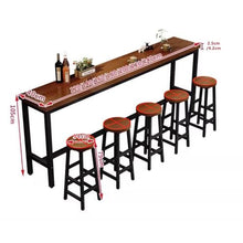 JYPIINFS Solid Wood High Bar Table for Home Restaurant and Counter Height Pub with Metal Frame Kitchen Breakfast Furniture(240x40x105cm)