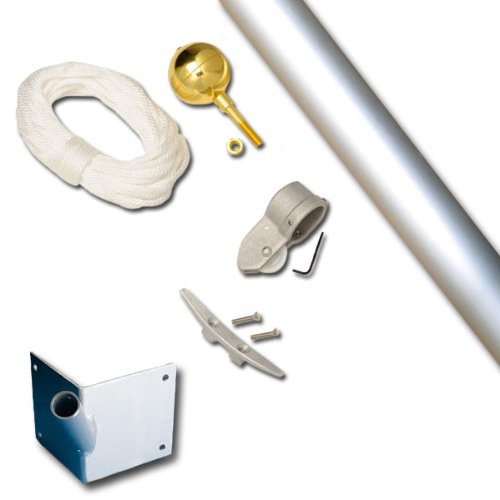 Eder Flag Franklin 6 Foot 1-1/2" Dia Corner Set Clear Finish Flagpole
