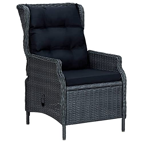 QINXIXINAIXI Reclining Patio Chair with Cushions Poly Rattan Dark Gray,Patio Dining Chairs,Garden Seat,Outdoor Chair for Outdoor Relaxation