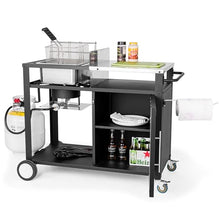 OuterMust Outdoor Propane Deep Fryer, 85,000 BTU Outdoor Fryer Station Movable Propane Fish Fryer Cart Stainless Steel Top & Storage Cabinet Ideal for Fish & Turkey Frying