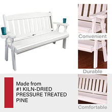 Amish Casual Heavy Duty 800 Lb Mission Pressure Treated Garden Bench with Cupholders (4 Foot, Semi-Solid White Stain)