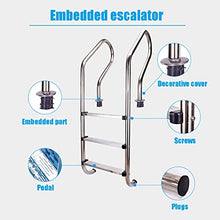 Stainless Steel Swimming Pool Handrail Swimming Pool Ladder, Inground 5 Step Non-Slip Ladder, Heavy Duty Non-Slip Ladder, Complete Accessories, Easy Assembly, Weight Capacity 440lbs, Silver