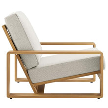 Modway Lirienne Aluminum Faux Wood Set of 2 Outdoor Armchairs in Ivory Natural – All-Weather Backyard Patio Accent Chairs with Weather-Resistant Woven Fabric Cushions